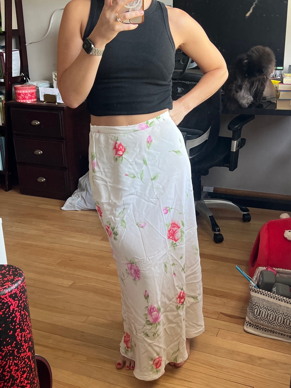100% Silk Vintage Floral Skirt